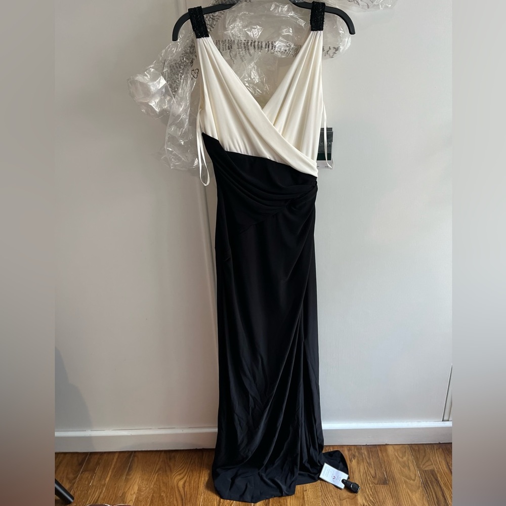 NWT - Ralph Lauren Black & White Evening Dress